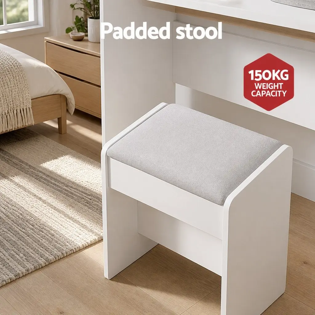 LED Makeup Mirror Dressing Table with Stool and Storage