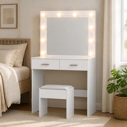 MDF LED Dressing Table with 10 Bulbs & Dimensions