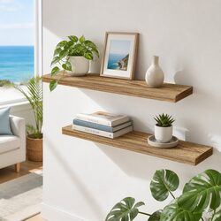 Floating Wall Shelves: 90CM, Oak, and Durable