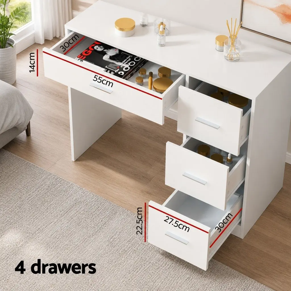 White Dressing Table with Stool LED Mirror Makeup Vanity Set Storage Drawers