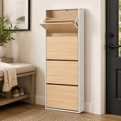 Shoe Rack Cabinet 160cm with 8 Adjustable Shelves and 4 Drawers