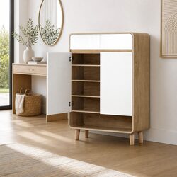 Specifications of a White Pine Shoe Rack Cabinet - 20 Pairs