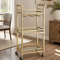 Gold Kitchen Island Cart: Dimensions 43cm W x 33cm D x 91cm H