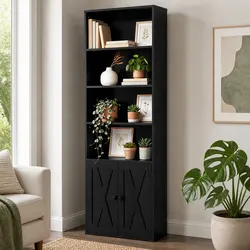 6-Tier Black Bookshelf with Ample Storage Space