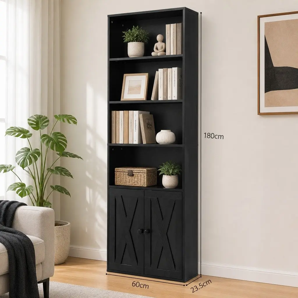 6-Tier Bookshelf Display Cabinet Storage Unit for Living Room Black