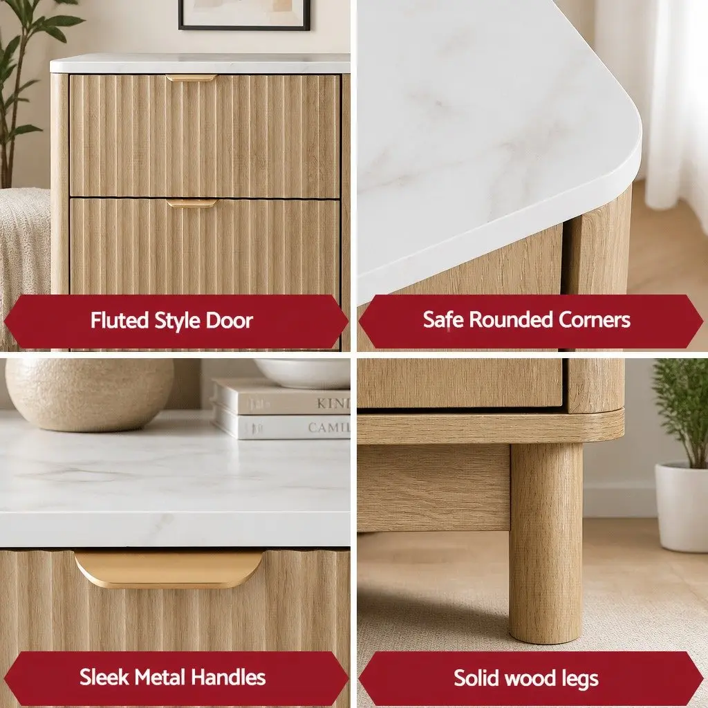 6 Drawer Chest of Drawers Dresser Storage Cabinet Pine Wooden Bedroom Furniture 120 x 40 x 75cm