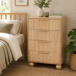 4 Drawer Chest of Drawers Dresser Storage Cabinet Bedroom Tallboy Pine