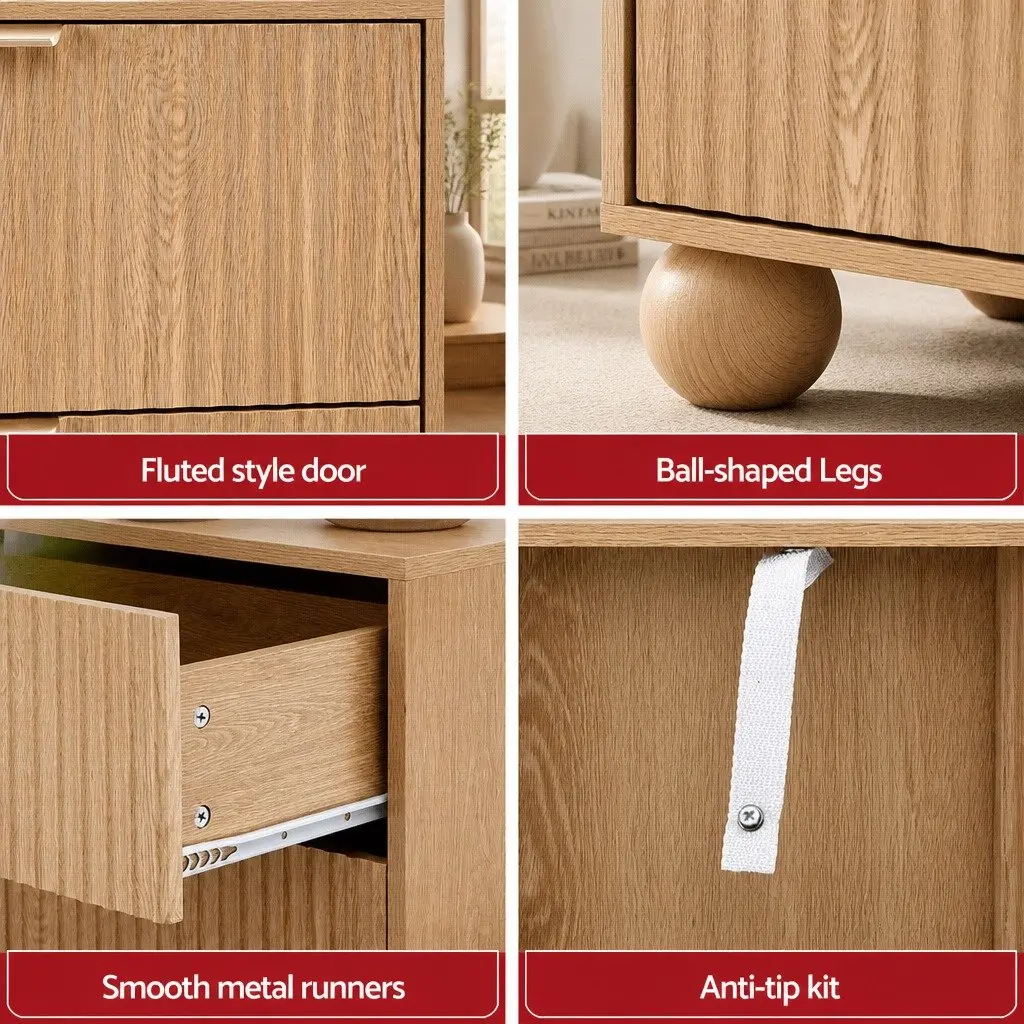 4 Drawer Chest of Drawers Dresser Storage Cabinet Bedroom Tallboy Pine 60W x 40D x 90H cm