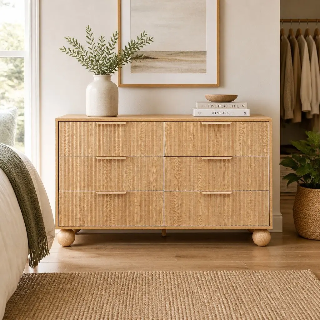 6 Drawer Chest of Drawers Dresser Storage Cabinet Bedroom Furniture 120 x 40 x 70 cm