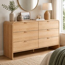 6 Drawer Chest of Drawers Dresser Cabinet Pine Wooden Storage Bedroom Furniture