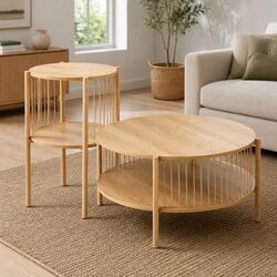 Specifications of the 2-Tier Round Wood Coffee Table