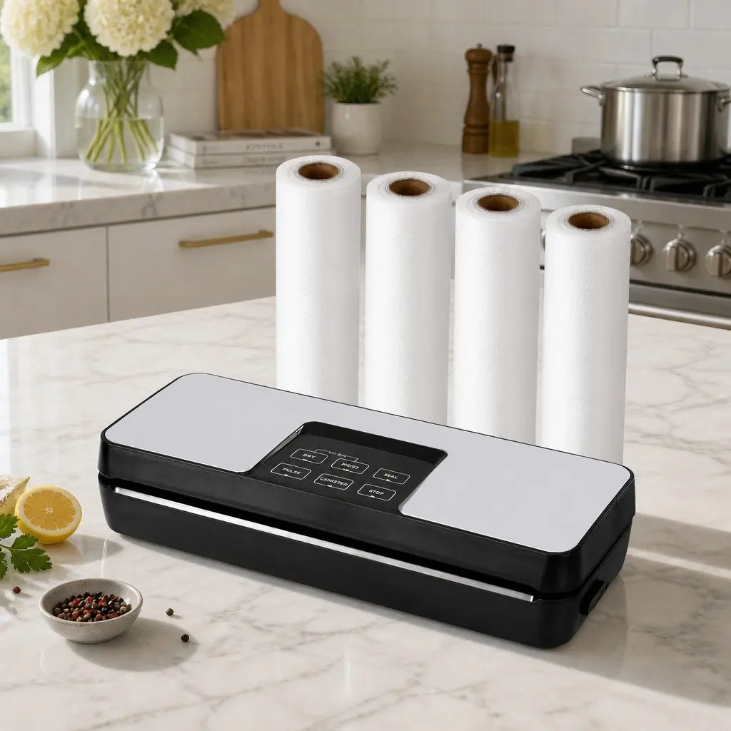 Food Vacuum Sealer Machine Auto Seal Built-in Cutter 5 Modes 4 Rolls Bags 28cm