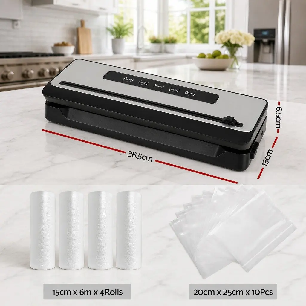 Food Vacuum Sealer Machine Kitchen 110W Touch Control Cutter for Dry Wet Canister Sealing