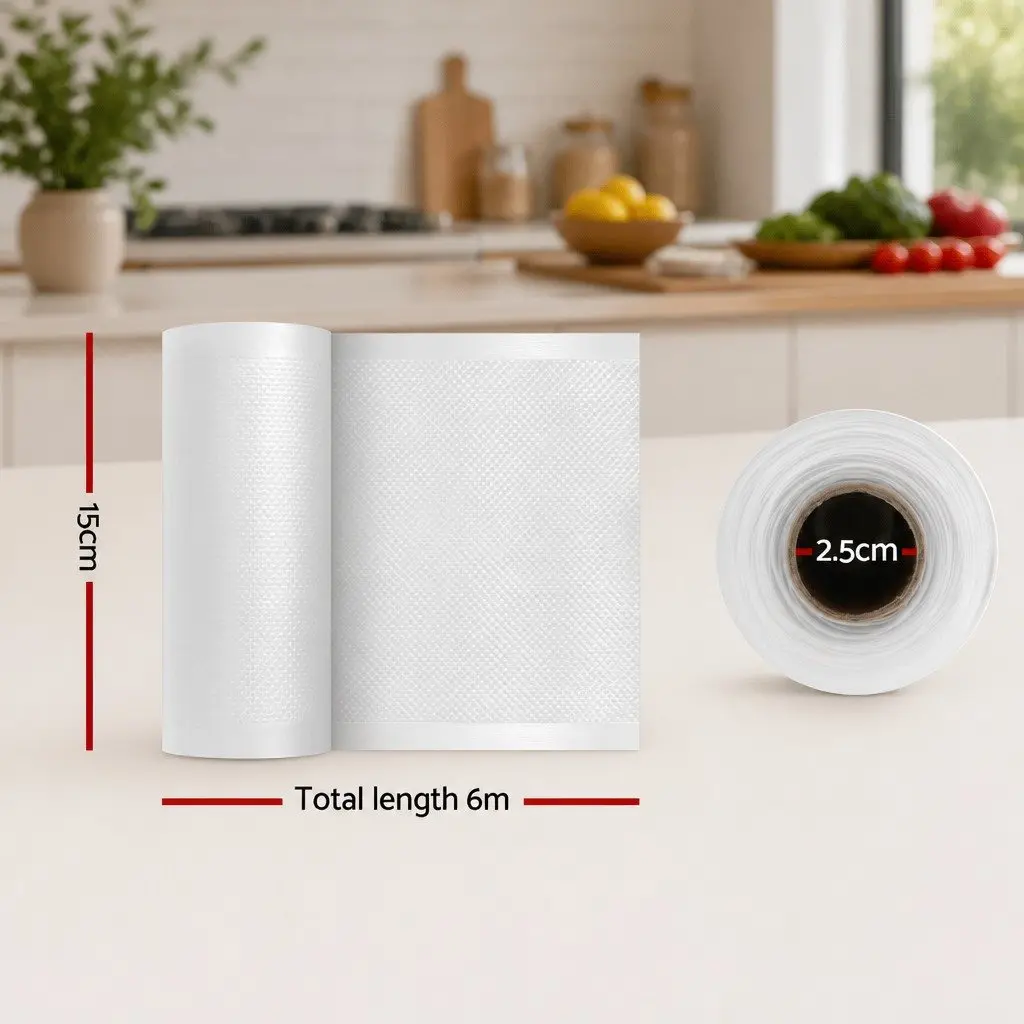 Food Vacuum Sealer Bags 6 Rolls Kitchen Storage Freezer 15cm x 600cm