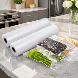 Food Vacuum Sealer Bags - 28cm x 6m, 2 Rolls, Plastic