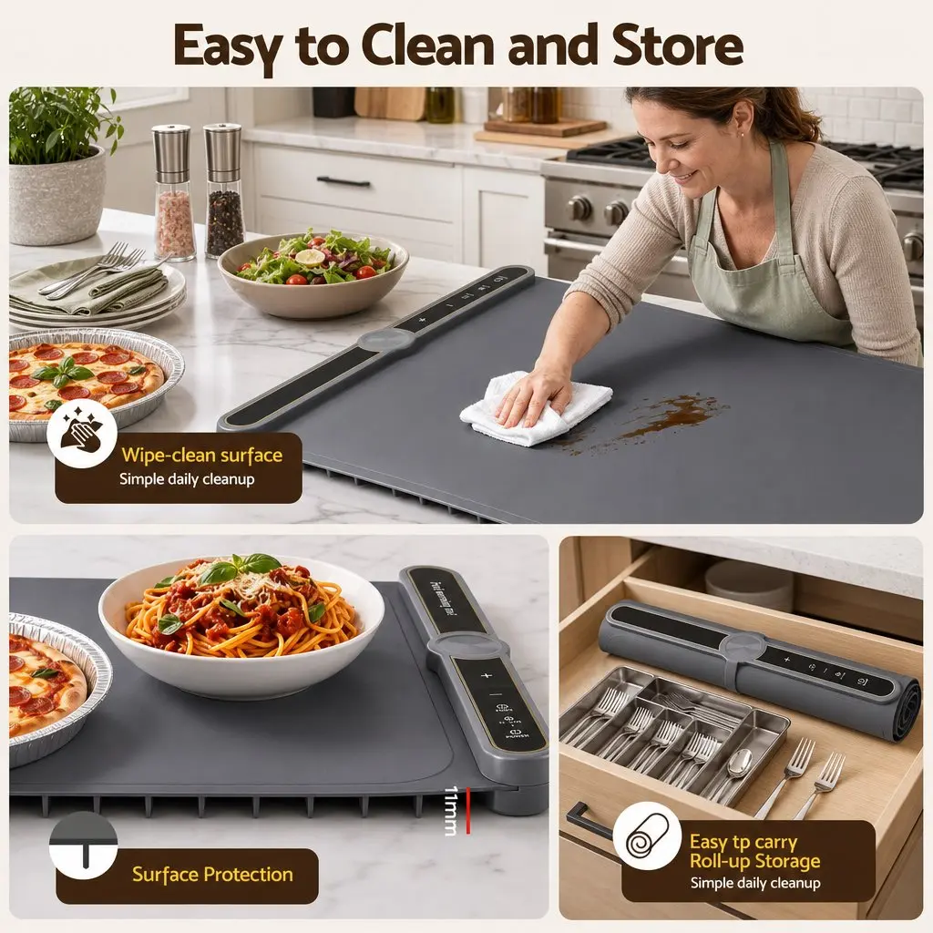 80 x 38cm Electric Food Warming Mat with 9 Heating Levels