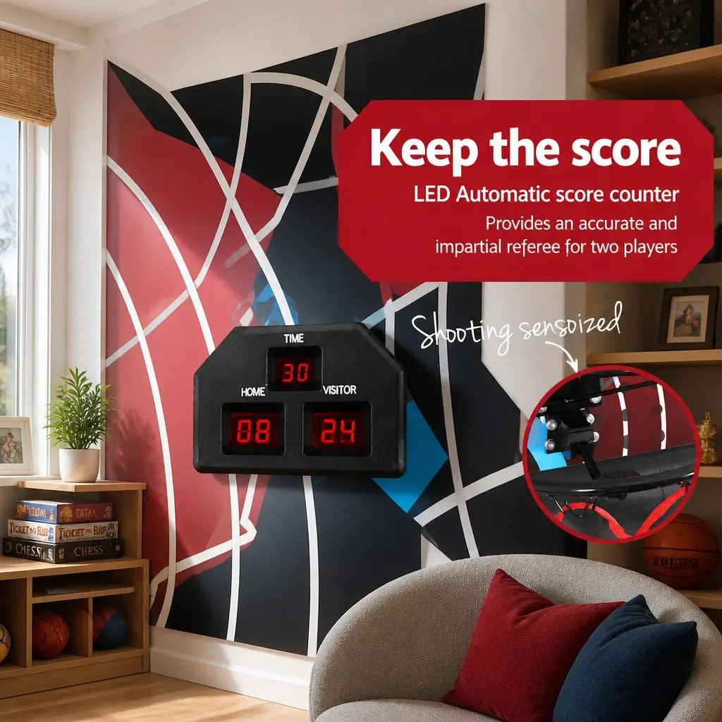 Basketball Arcade Game Electronic Scorer 8 Game Modes Double Shoot Machine Black