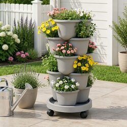 5 Tier Vertical Garden Planter - Light Grey