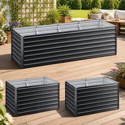 240cm Galvanised Steel Planter Box with 77cm Height