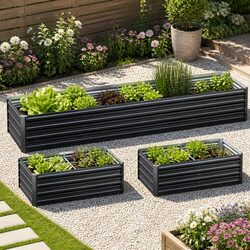 Galvanised Metal Planter Box 240x80x45cm, 2-in-1 Kit