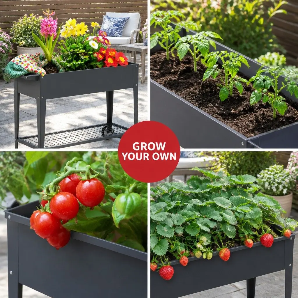 Garden Bed x2 Elevated Planter 100cm x 40cm x 80cm