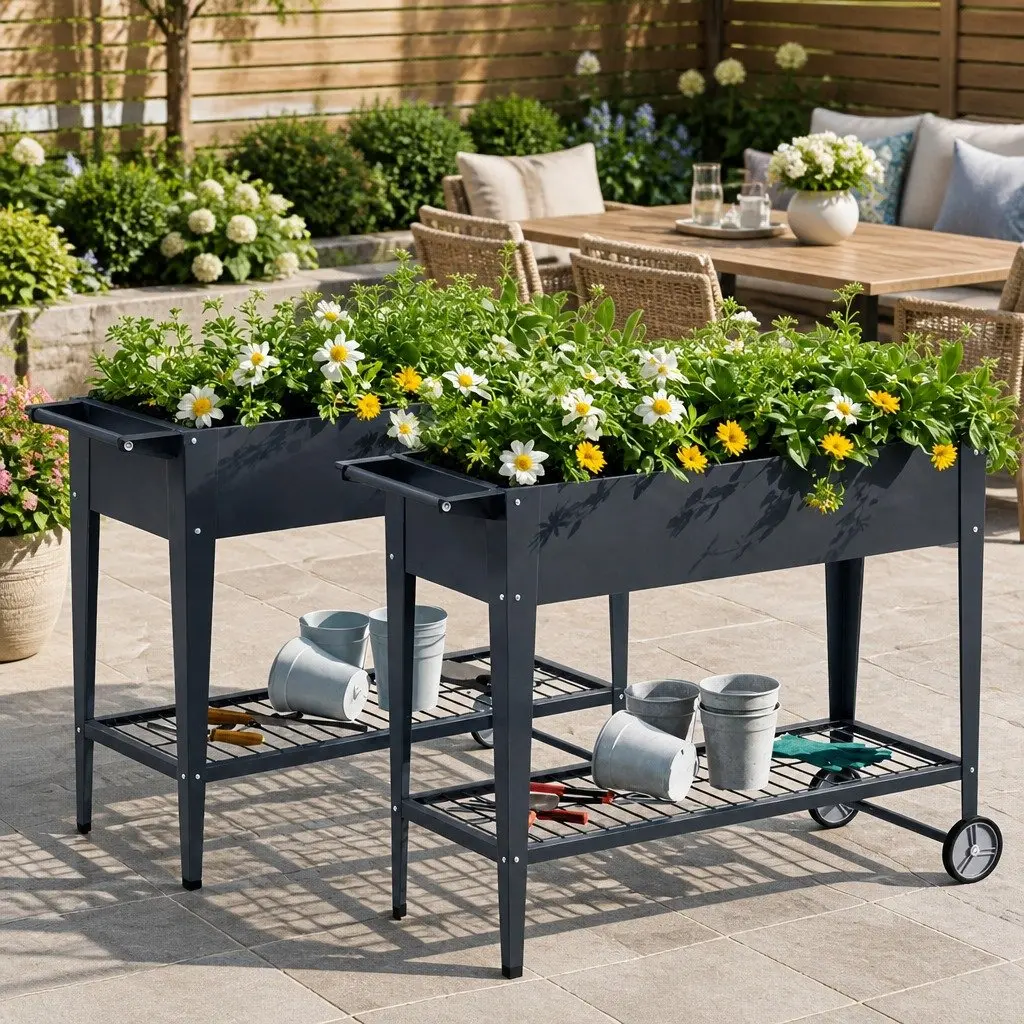 Garden Bed x2 Elevated Planter 100cm x 40cm x 80cm