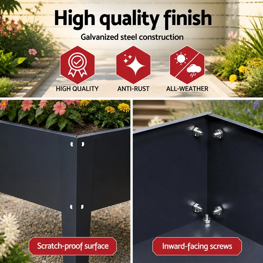 Raised Garden Bed 100x40x80cm Elevated Planter Box on Wheels Herb Vegetable Grow