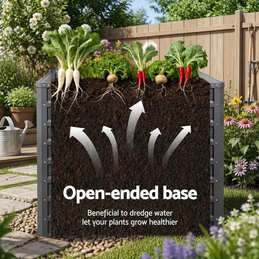Raised Garden Bed Outdoor 100x100x77cm Galvanised Steel Planter Box