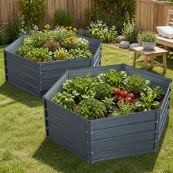 Galvanised Steel Garden Beds 2 Pack - 130x130x46cm Size