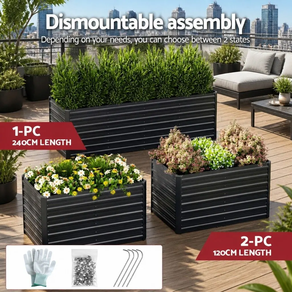 Raised Garden Bed 2-in-1 Kit 320cm Deep Planter Box Steel Vegetable Flower Pot