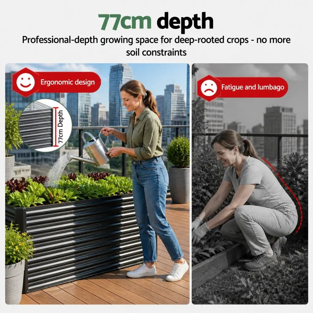 Raised Garden Bed 2-in-1 Kit 320cm Deep Planter Box Steel Vegetable Flower Pot