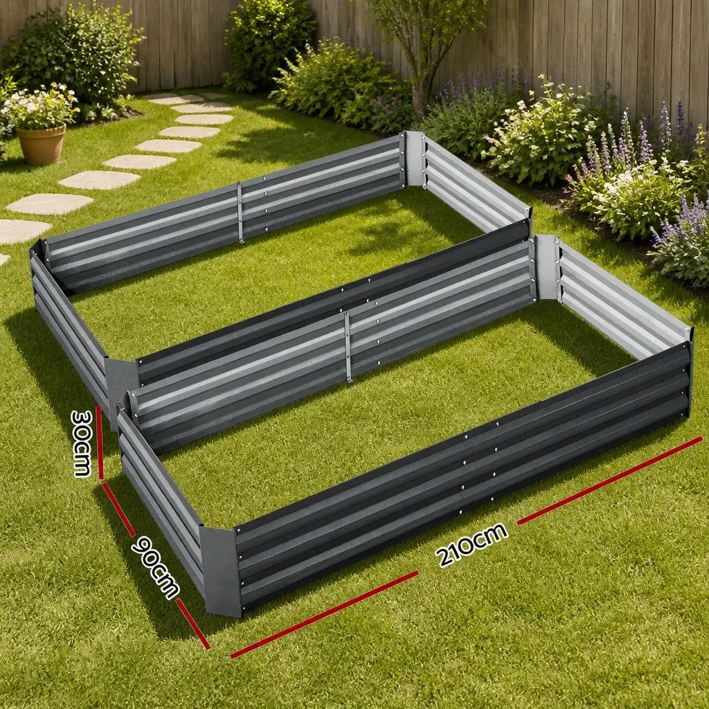 Garden Bed Raised Planter Box for Home Garden 210x90cm Galvanised Steel Container
