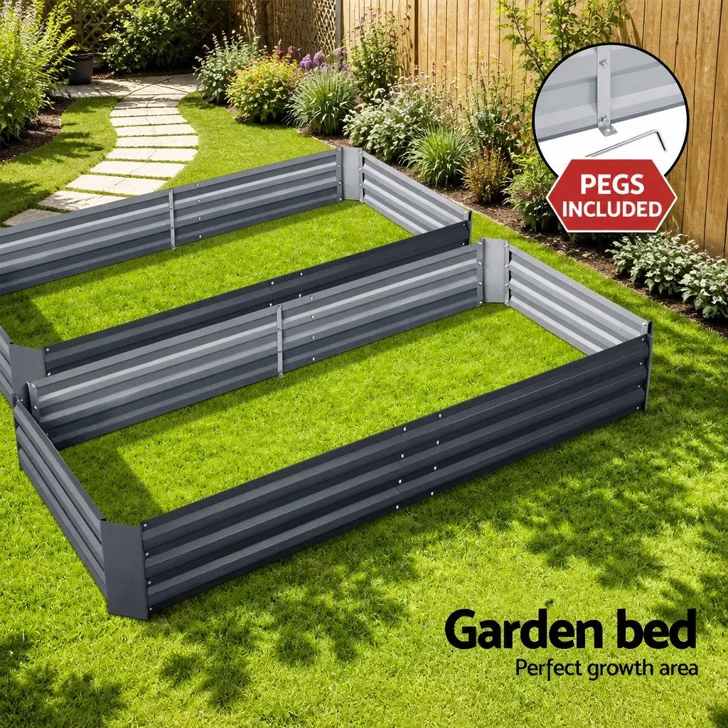 Garden Bed Raised Planter Box for Home Garden 210x90cm Galvanised Steel Container