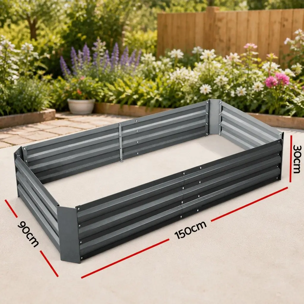 Raised Garden Bed Planter Box 150x90cm Galvanised Steel for Vegetables Herbs