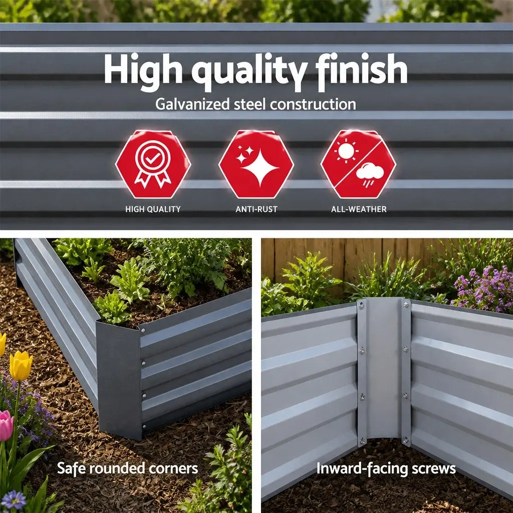Raised Garden Bed Planter Box 150x90cm Galvanised Steel for Vegetables Herbs