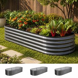 Specifications for 3 Oval Galvanized Steel Planter Boxes