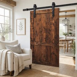 Sliding Barn Door Hardware Track Set 1.83m Black Steel Manual Roller Interior