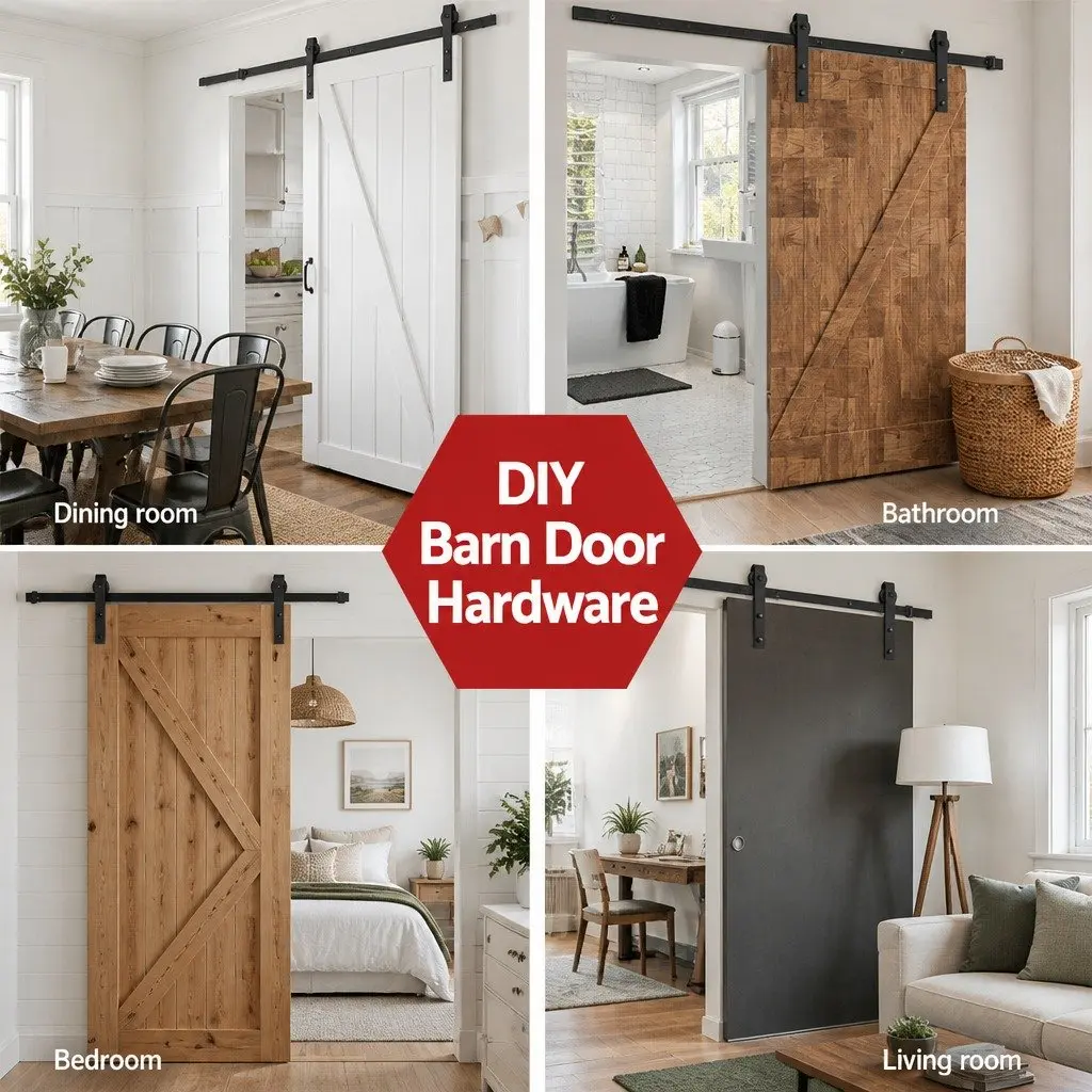 Sliding Barn Door Hardware Track Set 1.83m, Black Steel