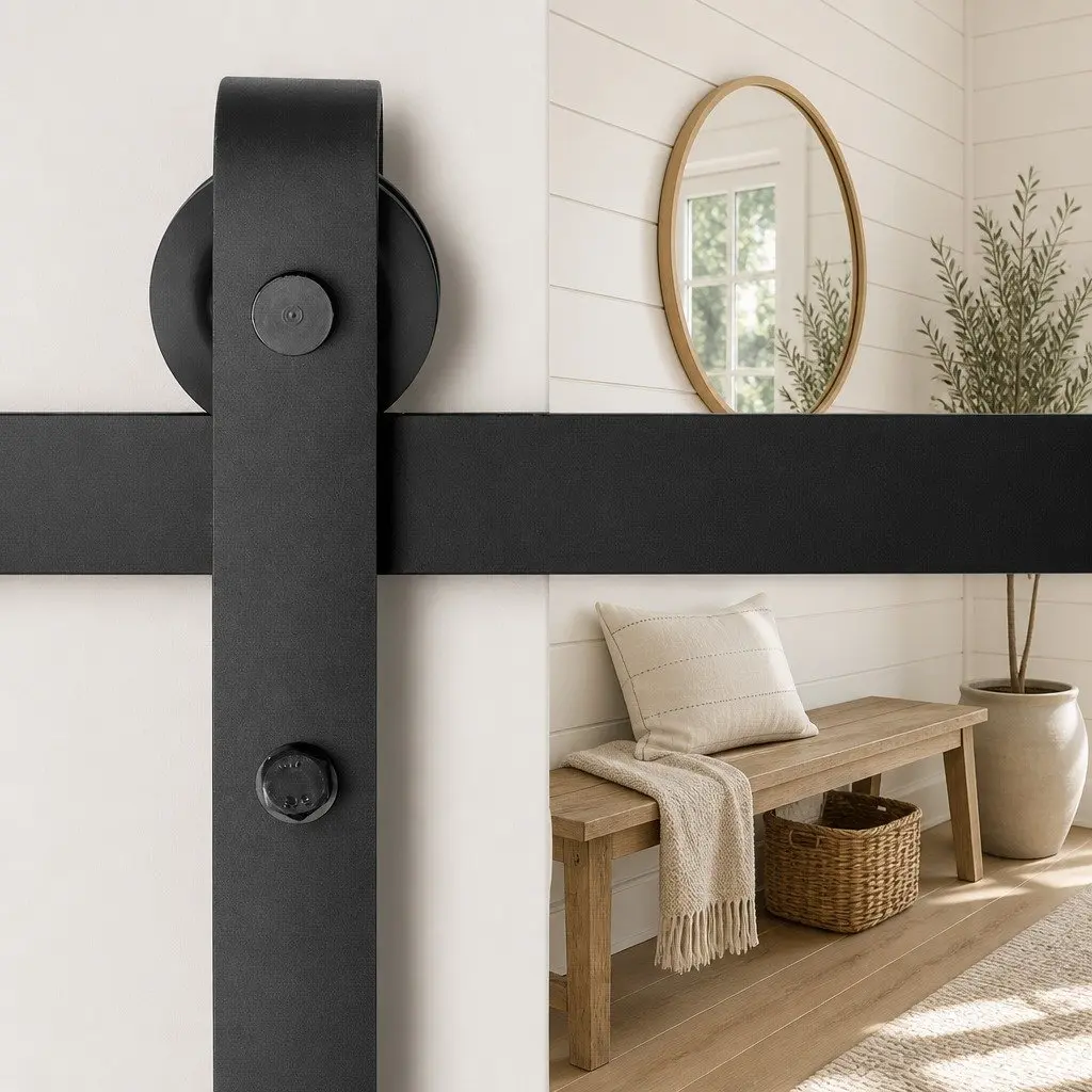 Black Steel 3m Sliding Barn Door Hardware