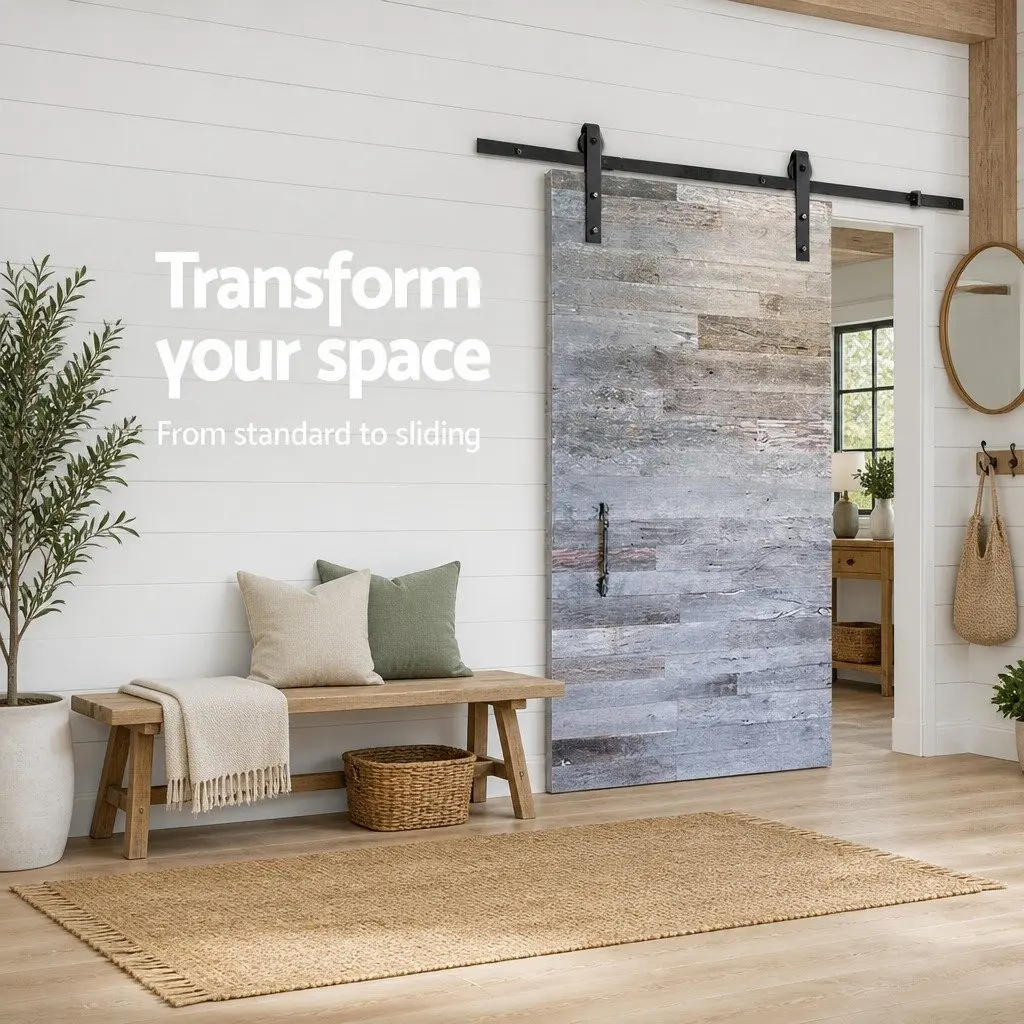 Black Steel 3m Sliding Barn Door Hardware