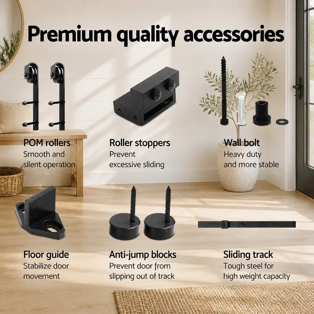 Black Steel 3m Sliding Barn Door Hardware