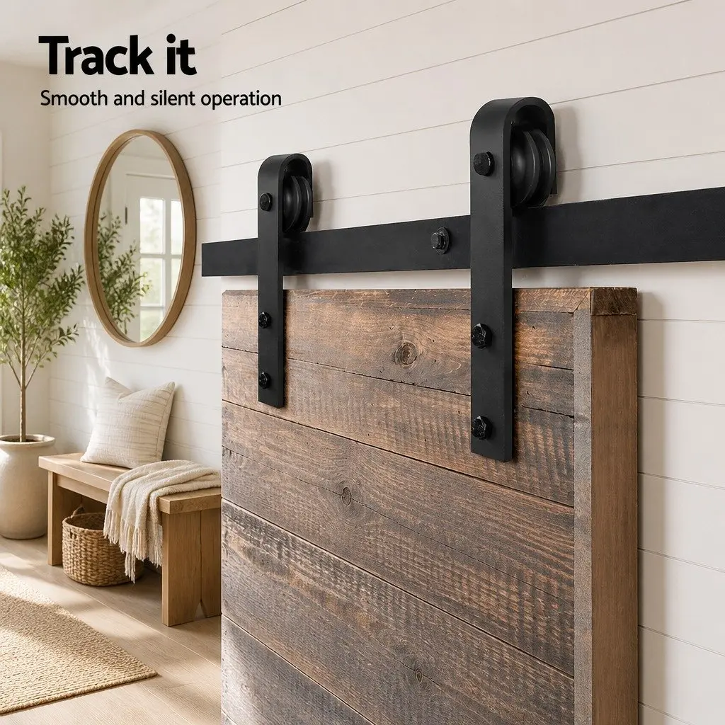 Black Steel 3m Sliding Barn Door Hardware