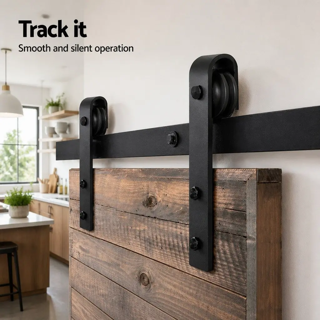 4M Sliding Barn Door Track and Roller Kit