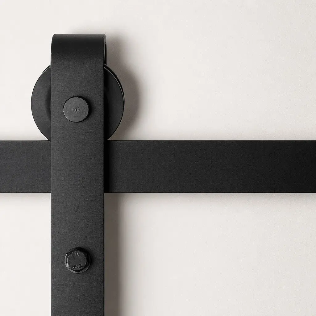 Sliding Barn Door Hardware Track Set 2m Black Steel Contemporary Interior