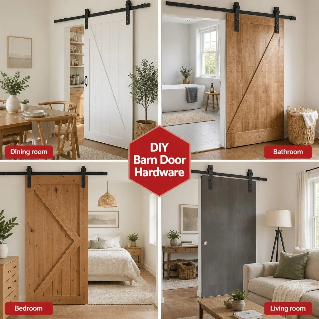 Sliding Barn Door Hardware Track Set 2m Black Steel Contemporary Interior