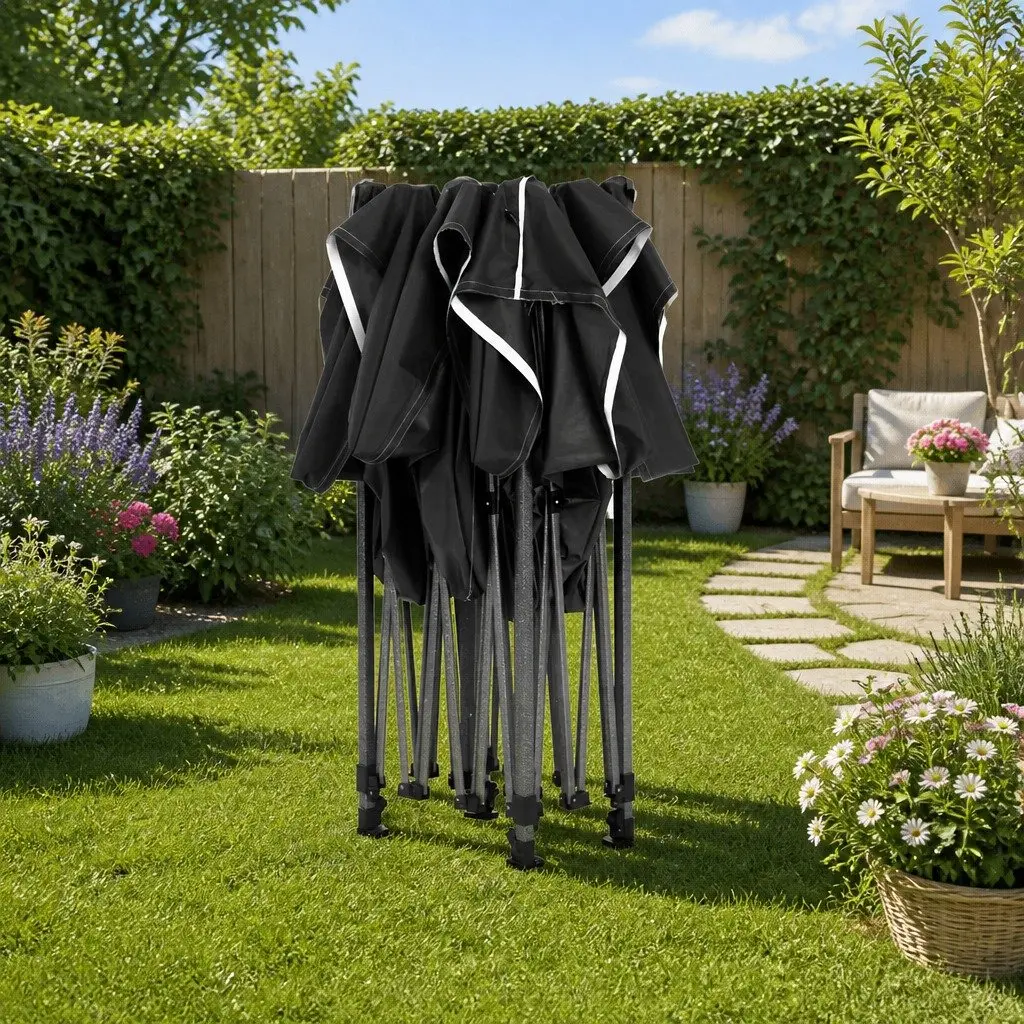 Pop Up Gazebo Tent 3x3m Folding Marquee Outdoor Canopy Shelter Black