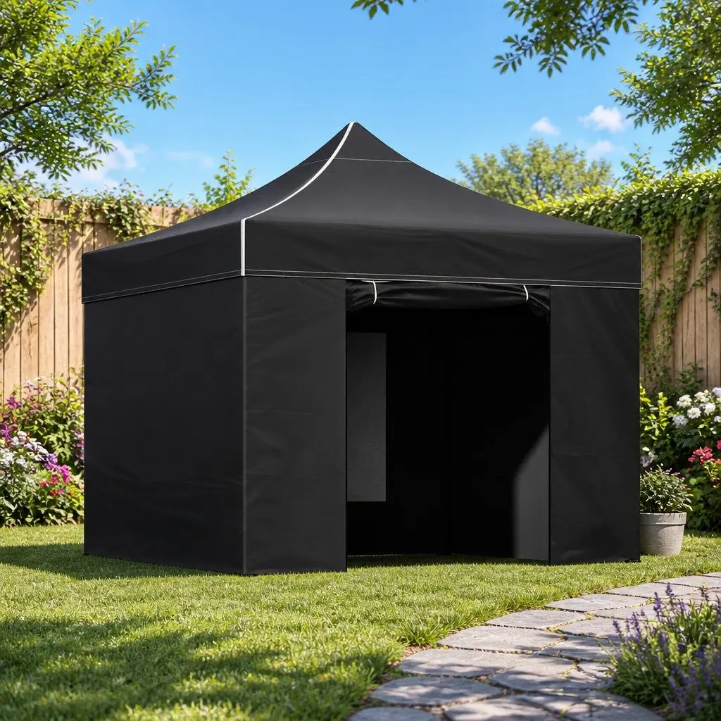 Pop Up Gazebo Tent 3x3m Folding Marquee Outdoor Canopy Shelter Black