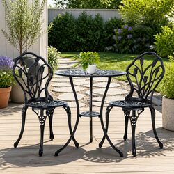 Specifications of 3PC Black Bistro Set with Parasol Hole
