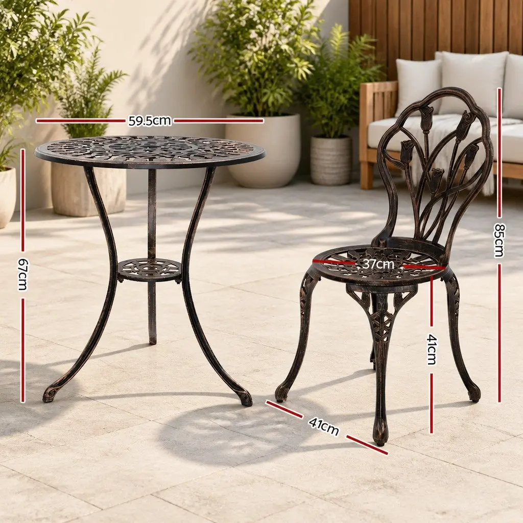 3PC Bronze Outdoor Bistro Set