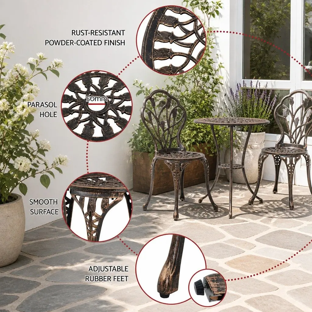 3PC Bronze Outdoor Bistro Set